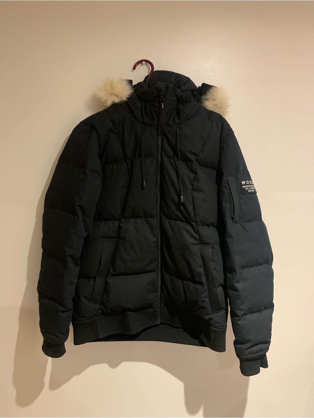 Wood’s Women’s Down Black Puffer Jacket with Fur-Trim Hood